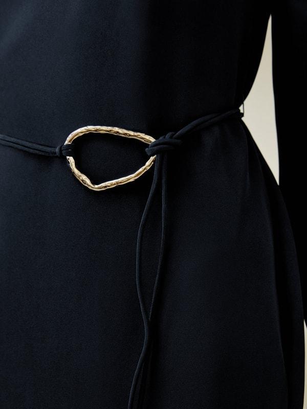 Boatneck Midi Dress with Belt Product Image