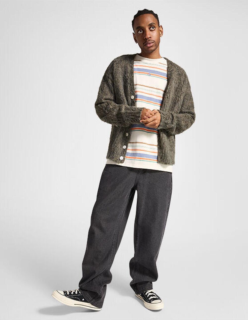 CONVERSE Open Hem Mens Baggy Denim Pants - BLACK Product Image