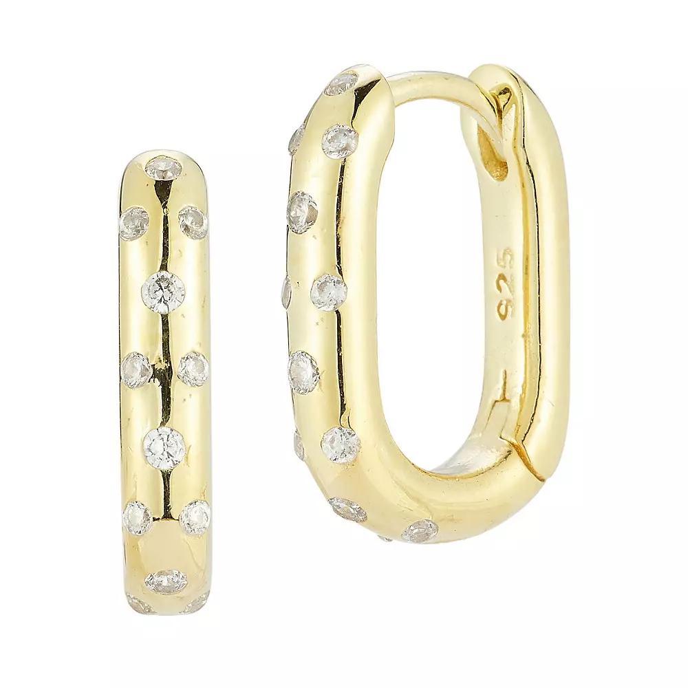 Sunkissed Sterling Sterling Silver Cubic Zirconia Oval Hoop Earrings, Women's, Gold Tone Product Image