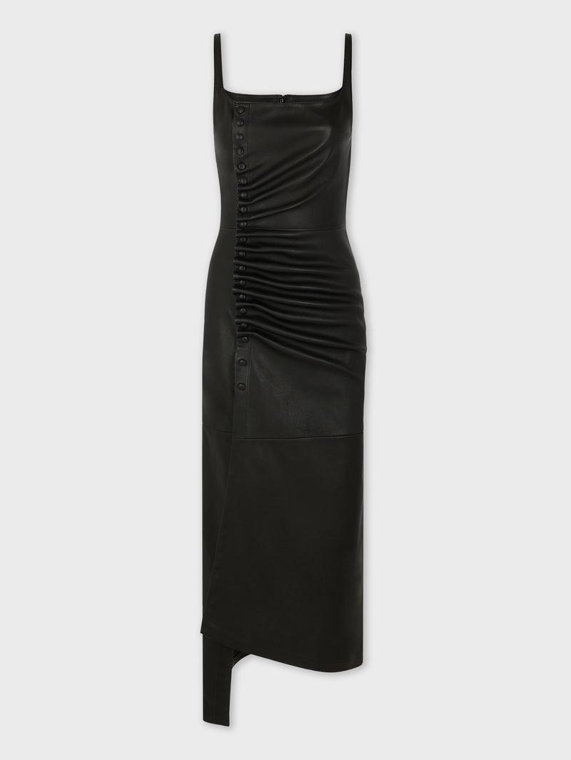 DRAPED MIDI DRESS IN LEATHER Product Image