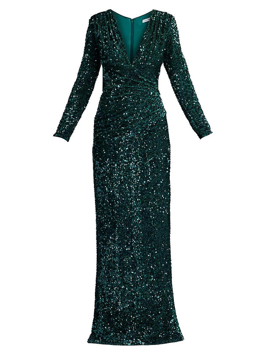 Womens Sequined Surplice Body-Con Gown Product Image