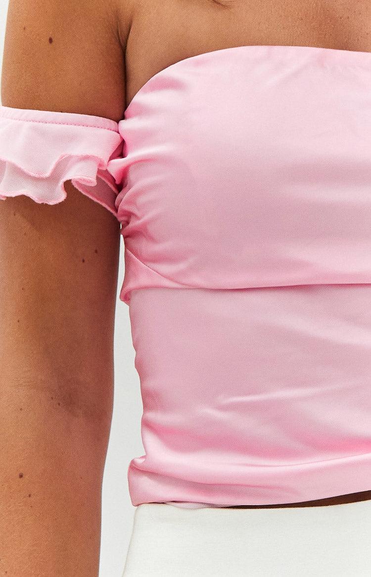 Silvia Pink Satin Crop Top Product Image