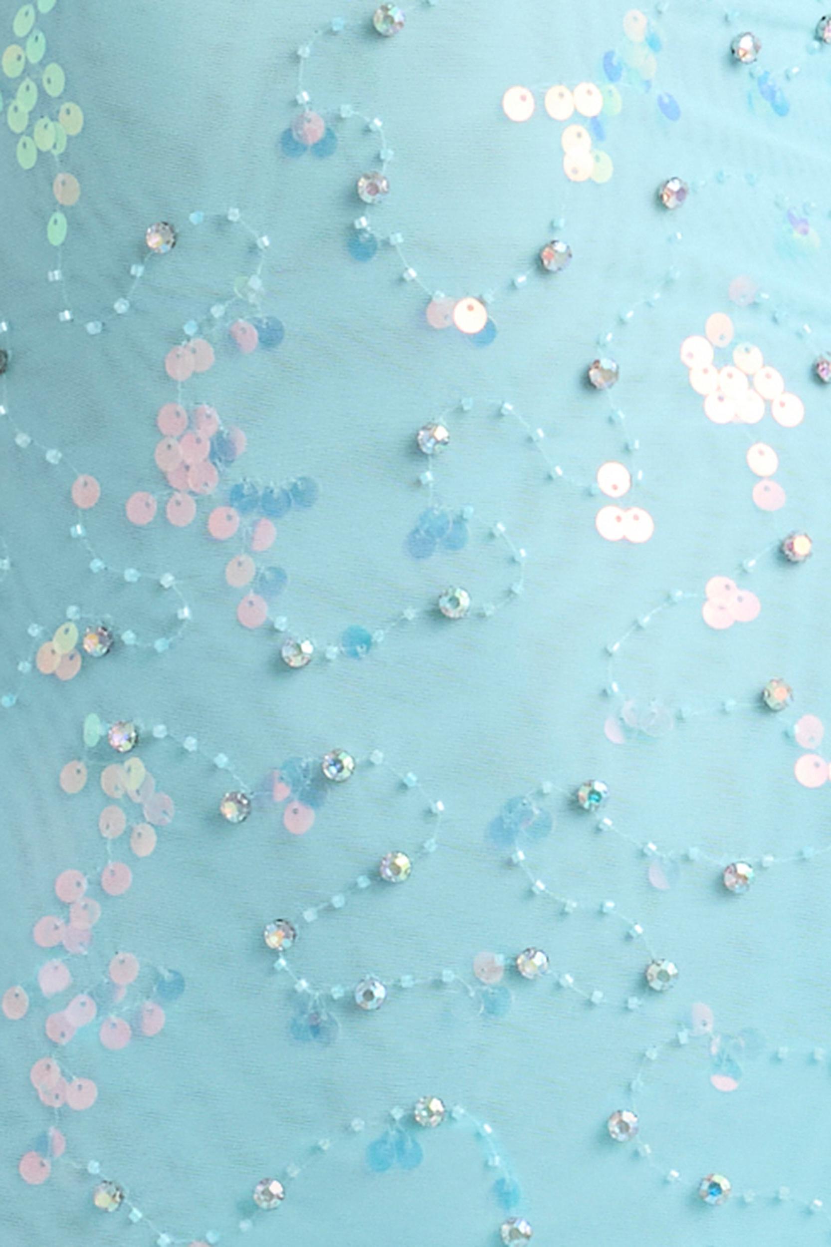 Embellished Lace-Up Mini Dress in Ice Blue Product Image