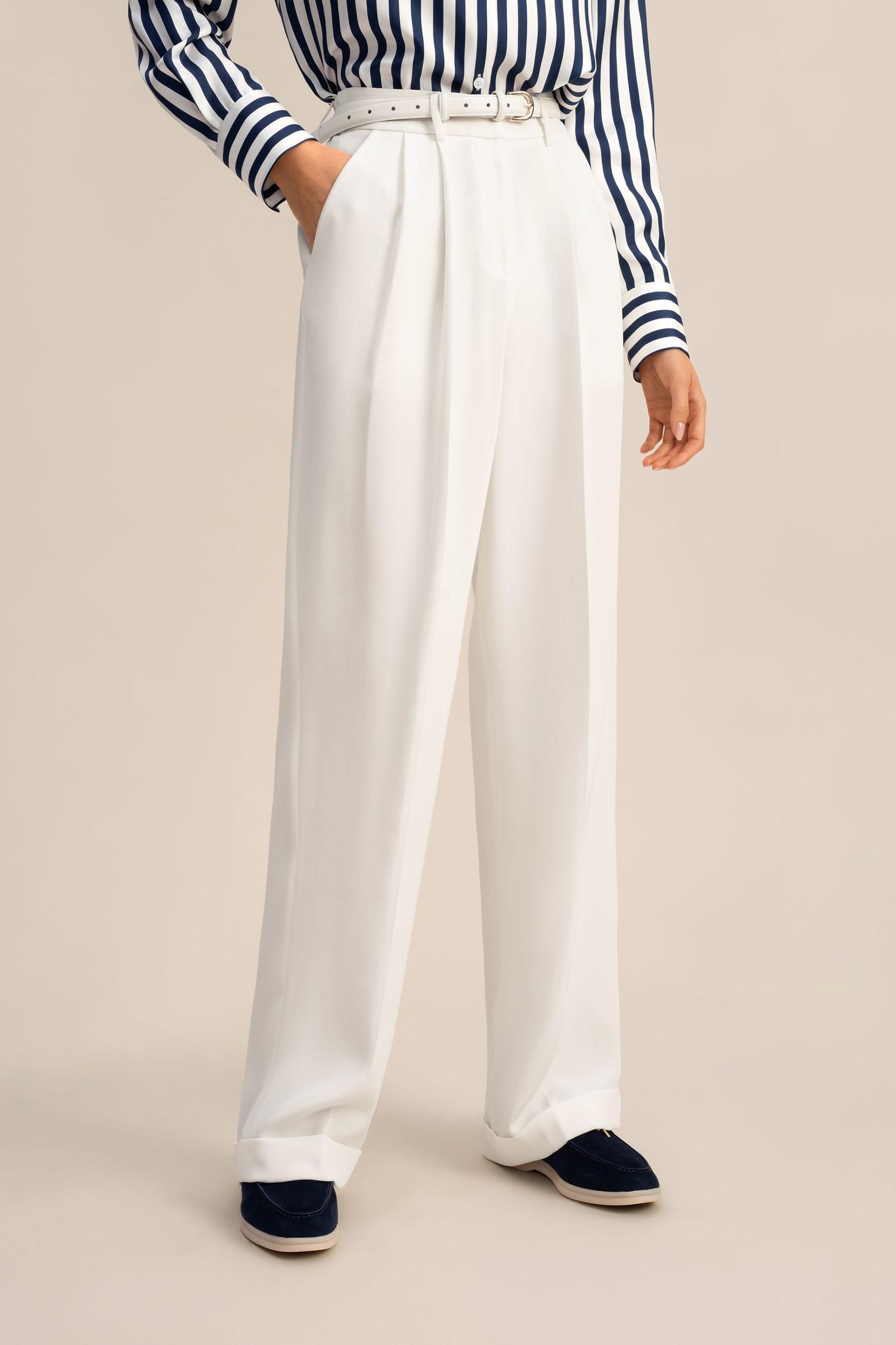 Timeless Pleated Wide-Leg Dense Silk Trousers Product Image