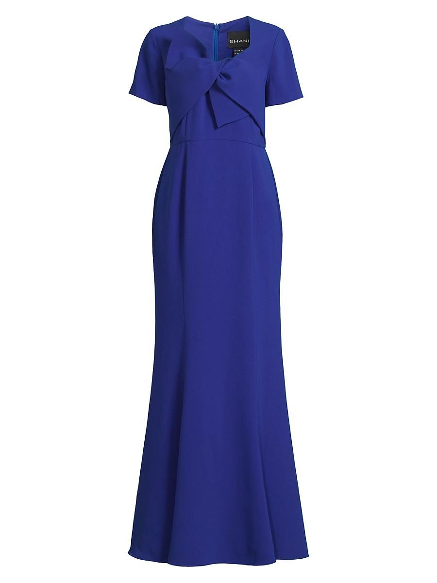 Womens Crepe Bow Bodice Gown Product Image