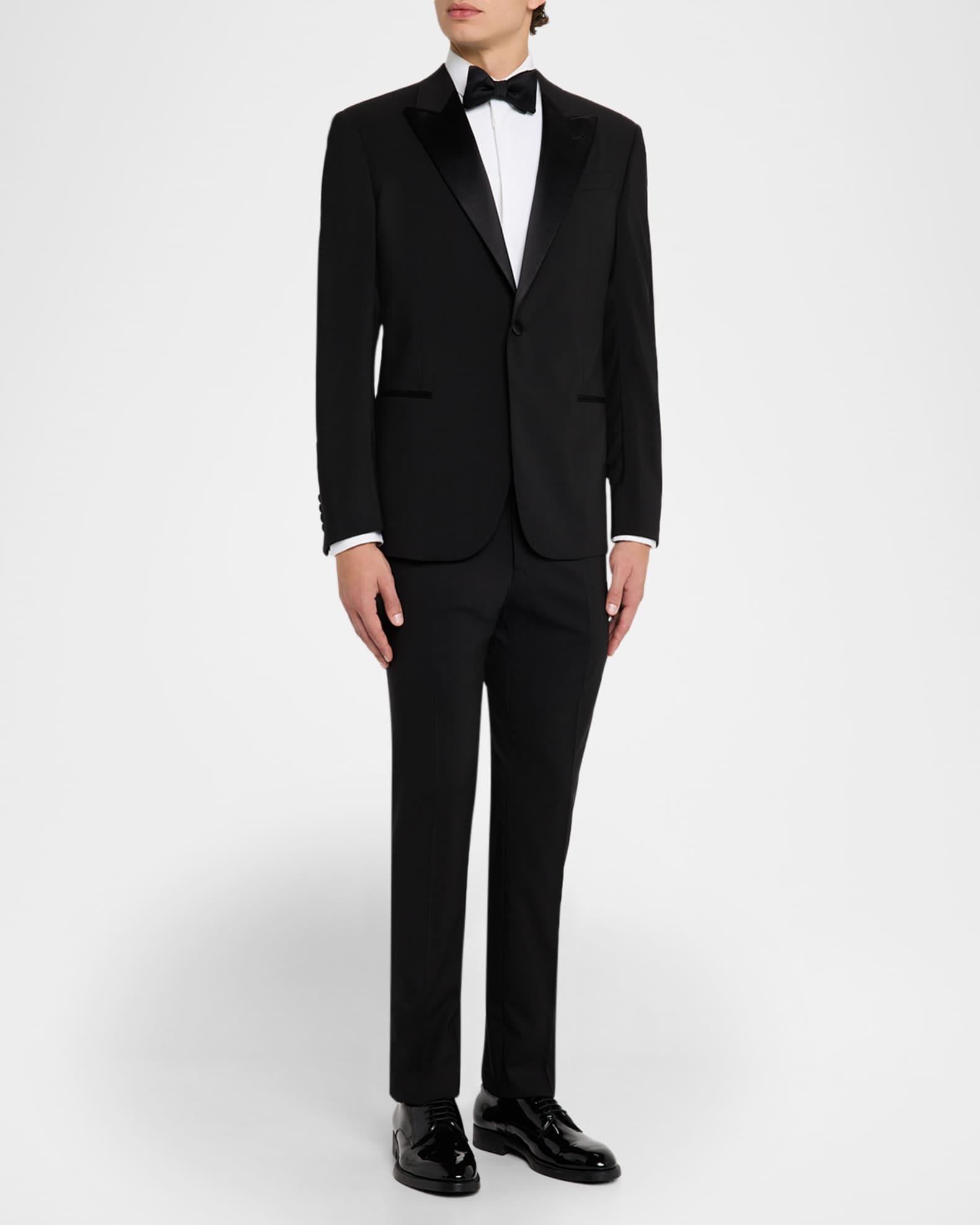 Men's Tonal Plaid Peak Lapel G Line Tuxedo Product Image