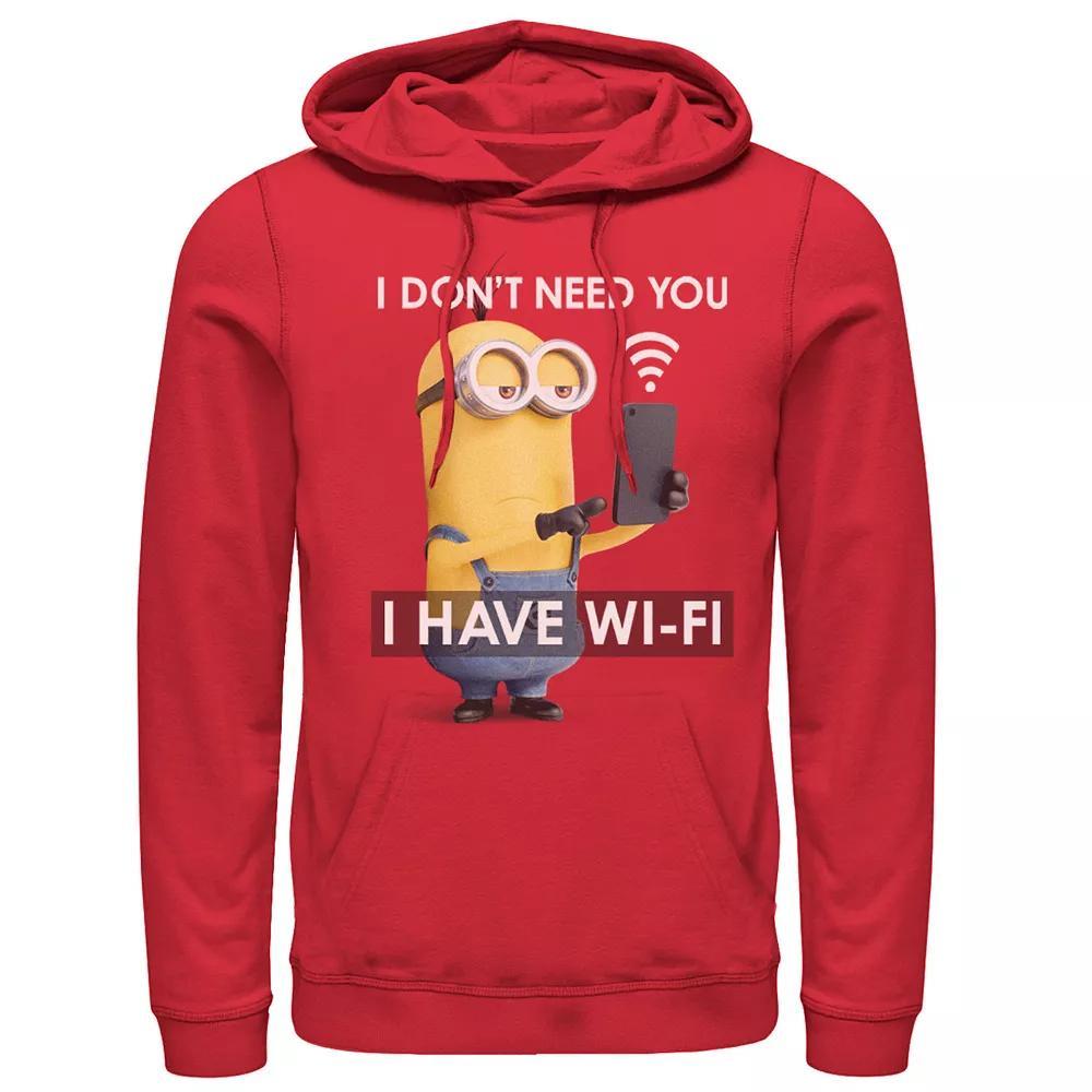 Men's Despicable Me Minions KevinI Have Wi-Fi Pullover Hoodie, Size: Medium, Red Product Image