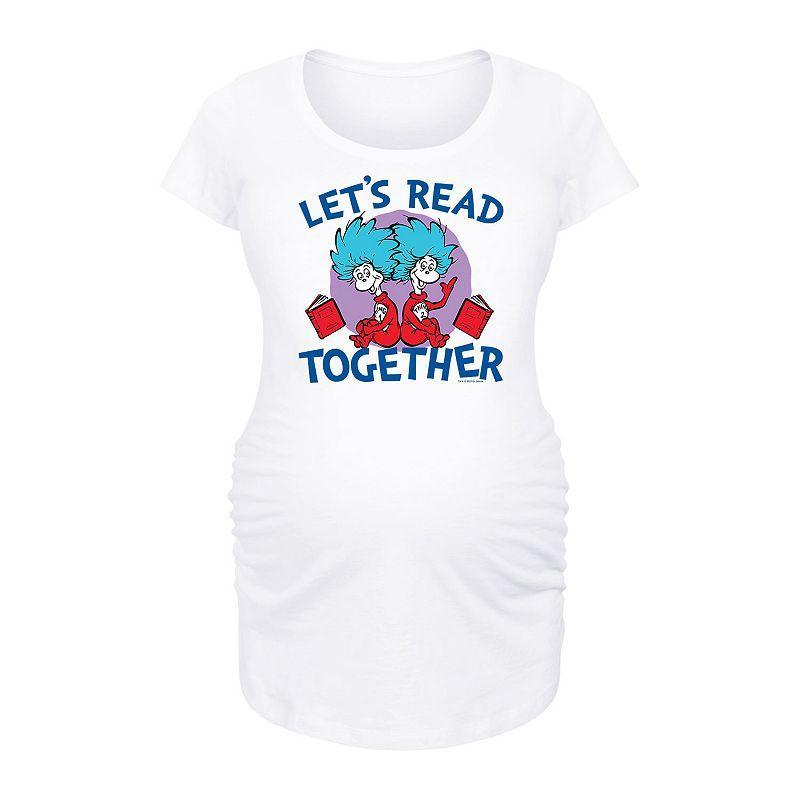 Maternity Dr. Seuss Lets Read Together Graphic Tee, Womens Grey Gray Product Image