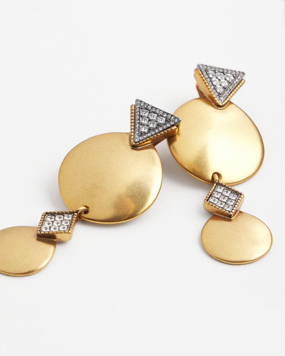 Gold Tone Pavé Clip On Drop Earrings Product Image