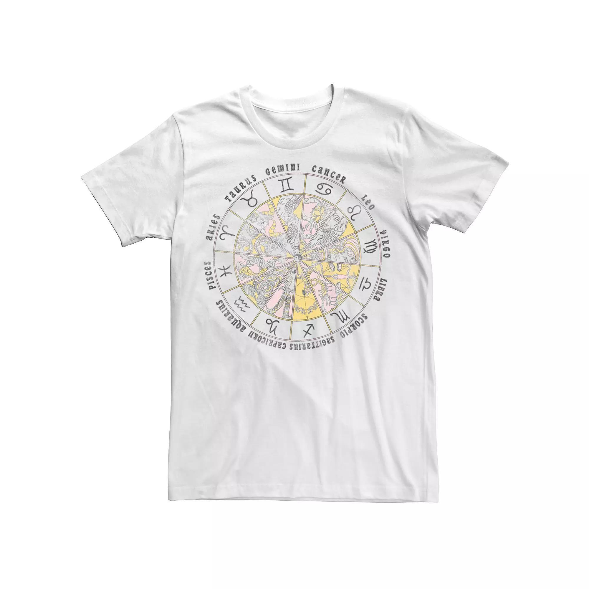 Men's Drawn Astrology Circle Horoscope Tee, Size: Medium, White Product Image