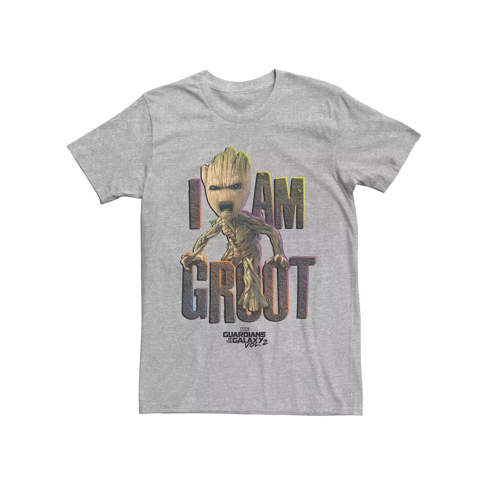 Men's Marvel Guardians Of The Galaxy 2 Groot Yell Colorful Poster Tee, Size: Small, Athletic Grey Product Image