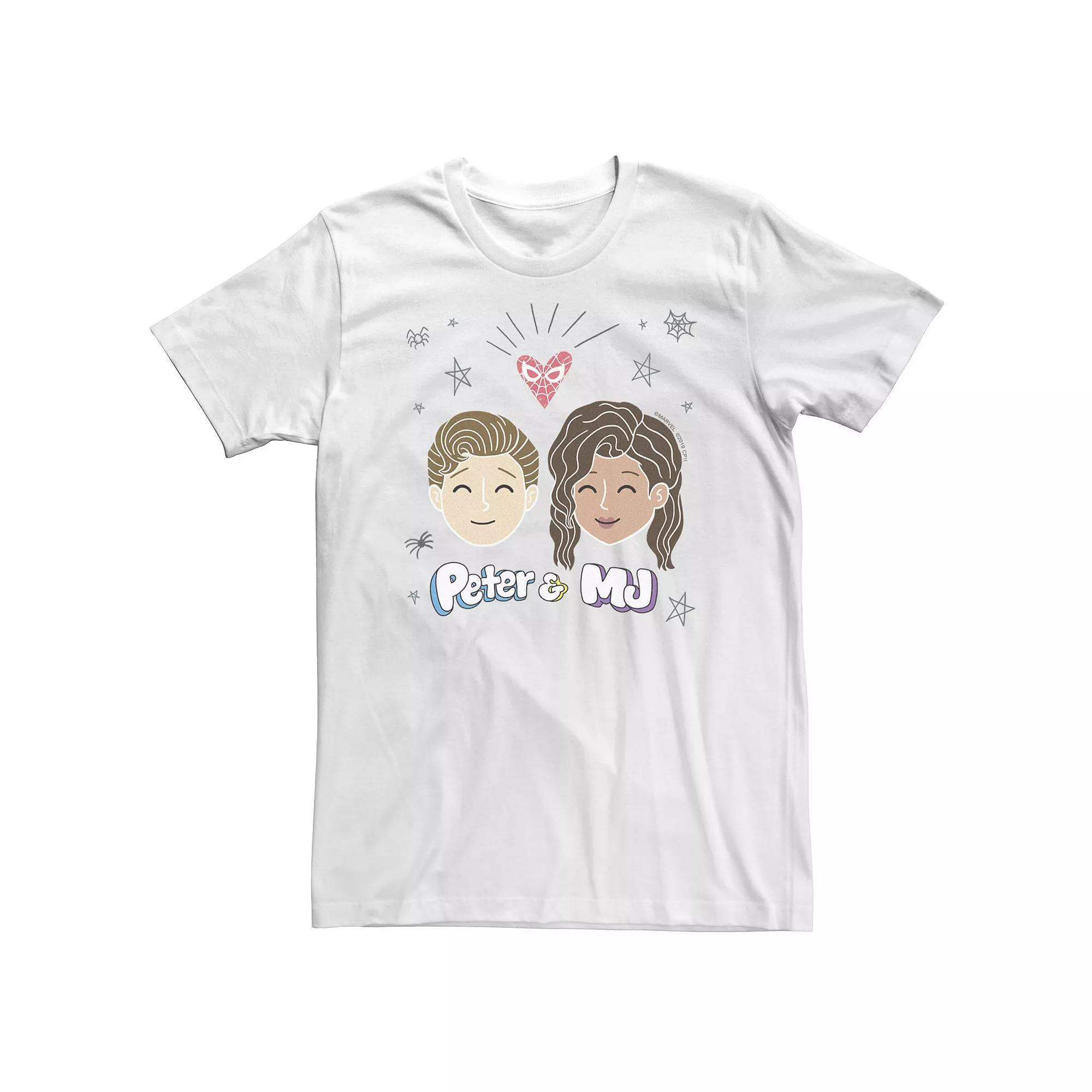 Big & Tall Marvel Spider-Man Far From Home Peter & MJ Cartoon Portrait Tee, Men's, Size: XXL Tall, White Product Image