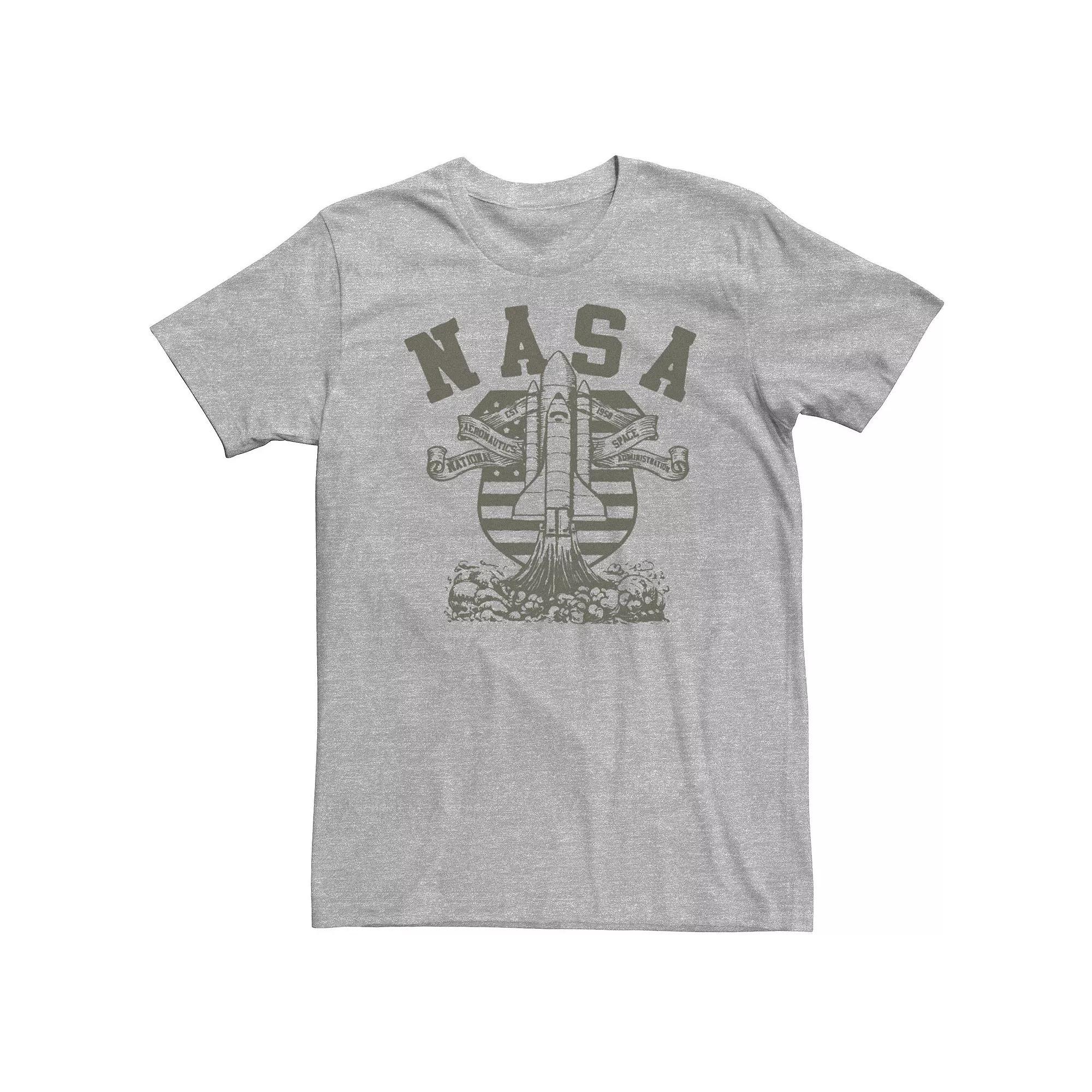 Big & Tall NASA Shuttle Crest Sketch Logo Tee, Men's, Size: 4XL, Athletic Grey Product Image