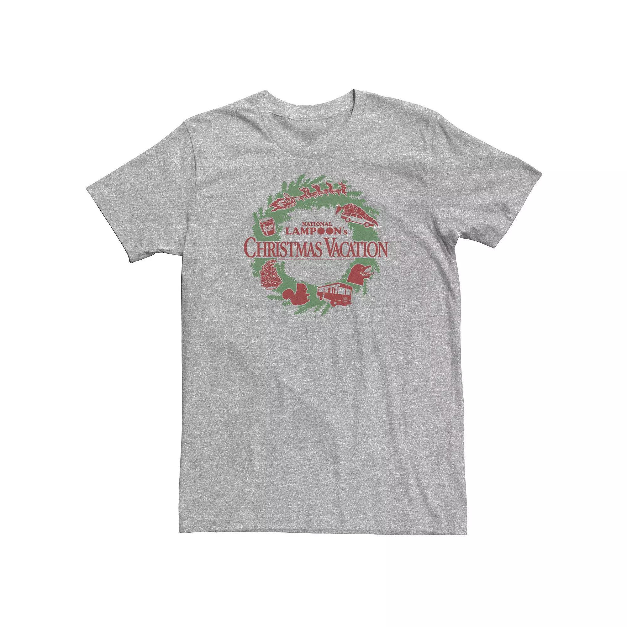 Big & Tall National Lampoon's Christmas Vacation Holiday Wreath Poster Tee, Men's, Size: XXL Tall, Athletic Grey Product Image