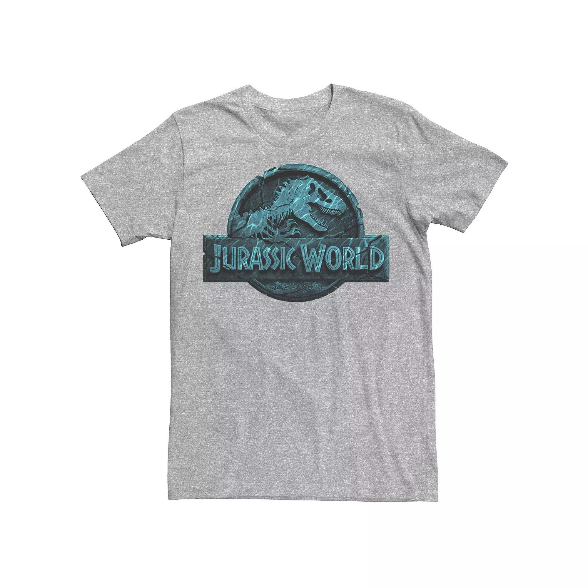 Mens Jurassic World Two Logo Lost In The Deep Tee Athletic Grey Product Image