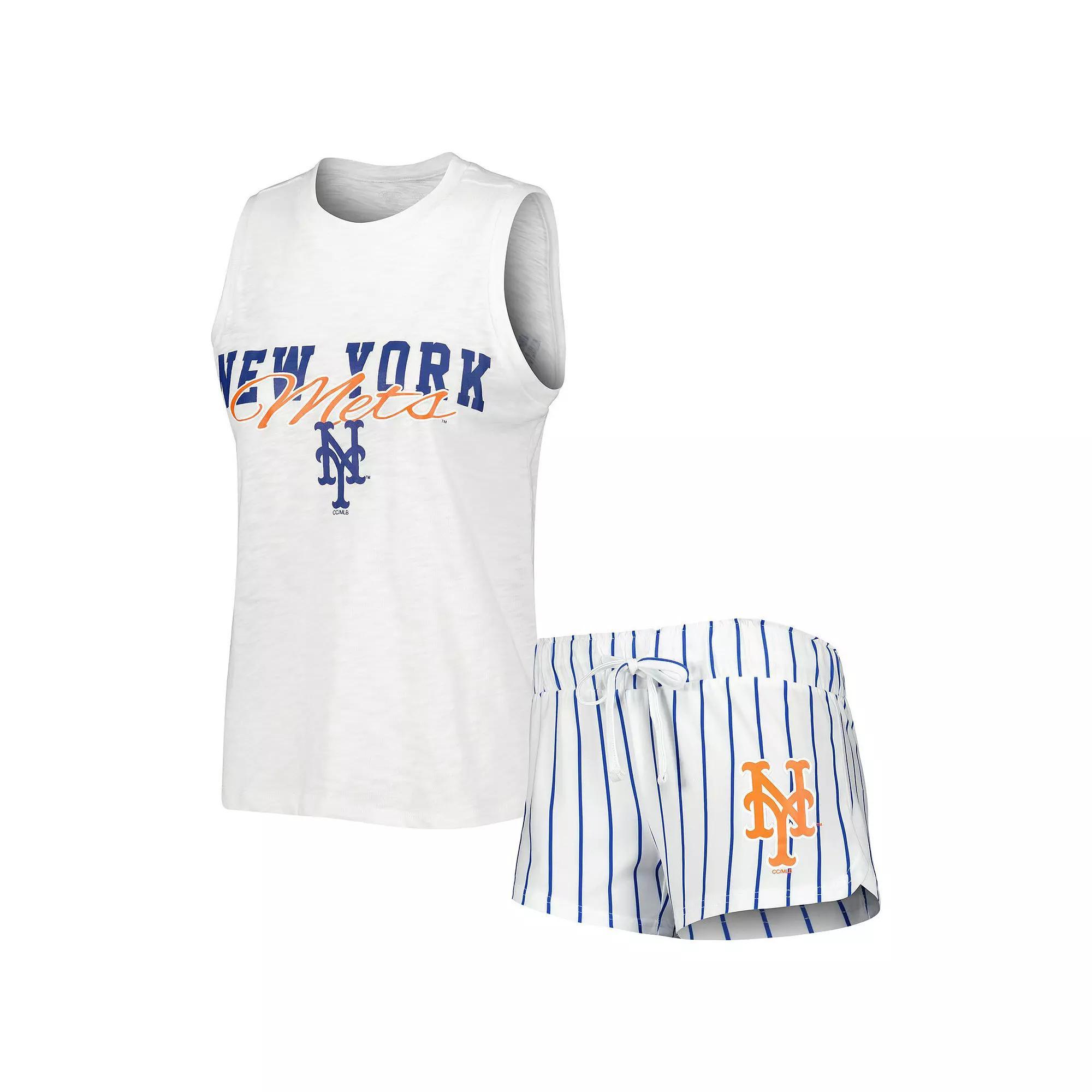 Womens Concepts Sport New York Mets Reel Pinstripe Tank Top & Shorts Sleep Set Product Image