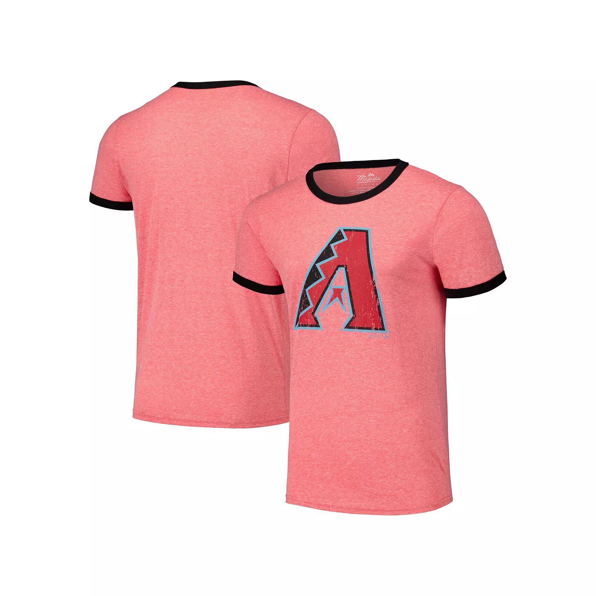 Men's Majestic Threads Red Arizona Diamondbacks Ringer Tri-Blend T-Shirt, Size: Small Product Image