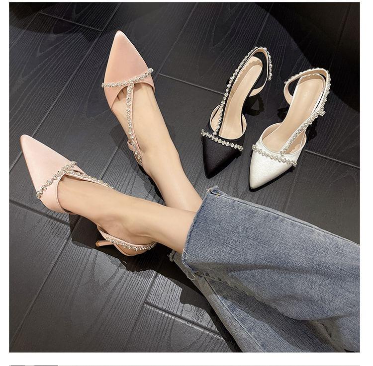 Rhinestone Stiletto Heel Slingback Sandals Product Image