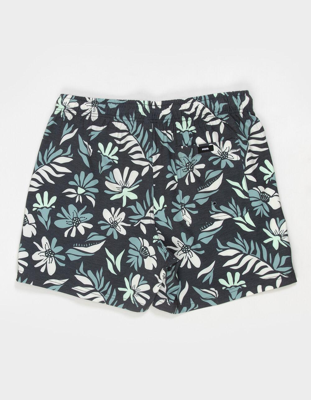 RSQ Mens Floral Leaves 5" Swim Shorts - BLK/KELLY Product Image