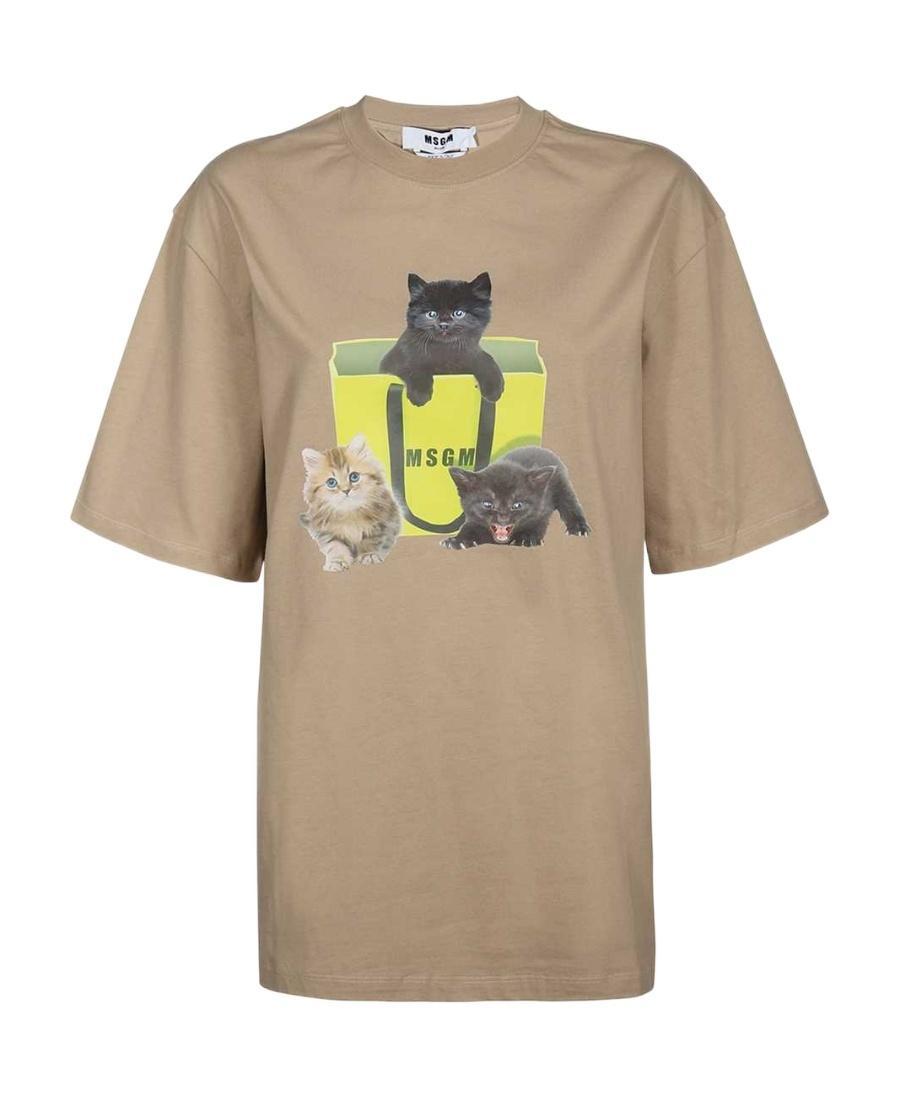 MSGM Pattern Printed T-shirt In Nude Product Image