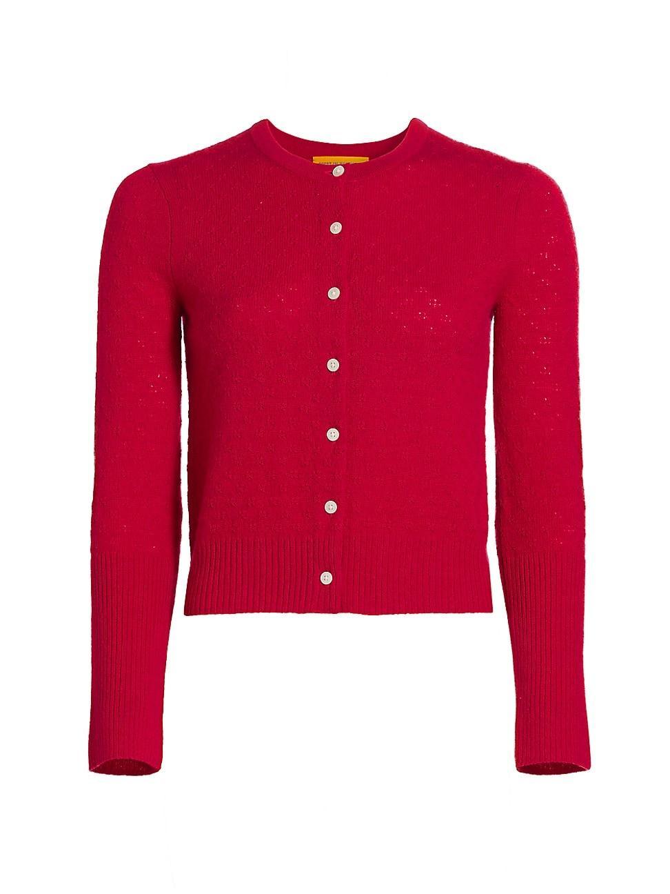 Womens Jane Pointelle Cashmere Crewneck Cardigan Product Image