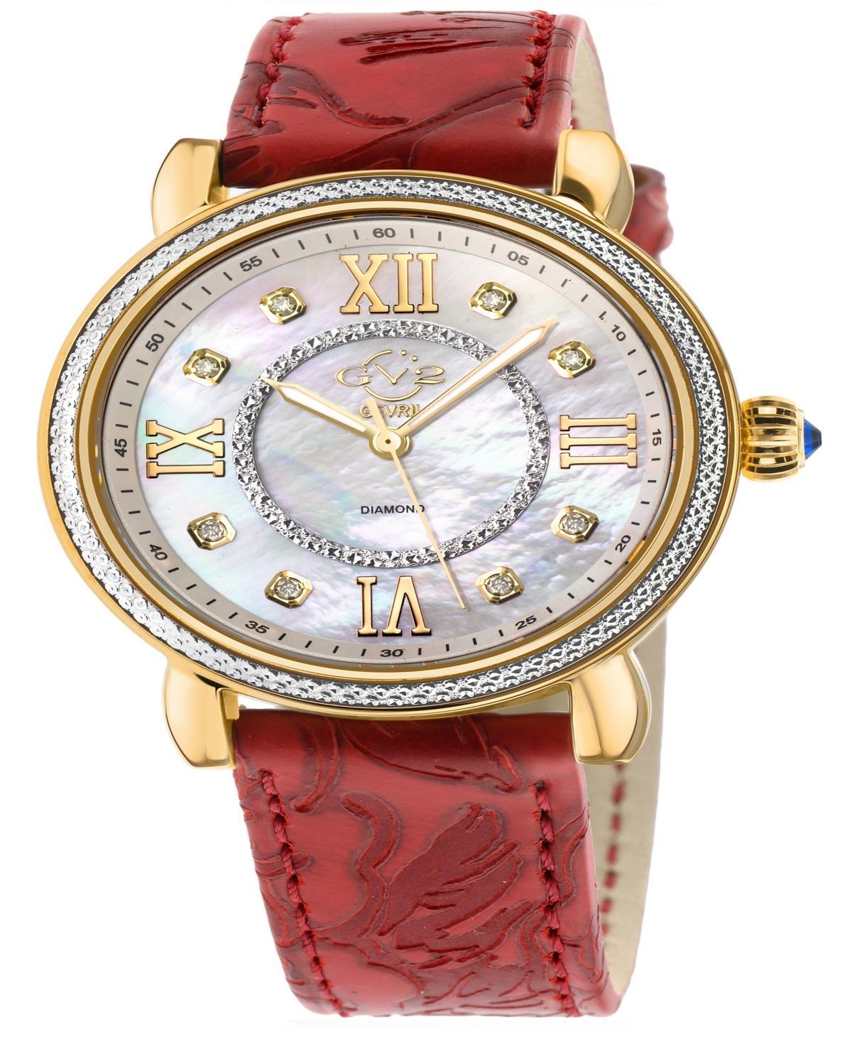 Gevril Womens Marsala Swiss Quartz Italian Red Leather Strap Watch 37mm Product Image