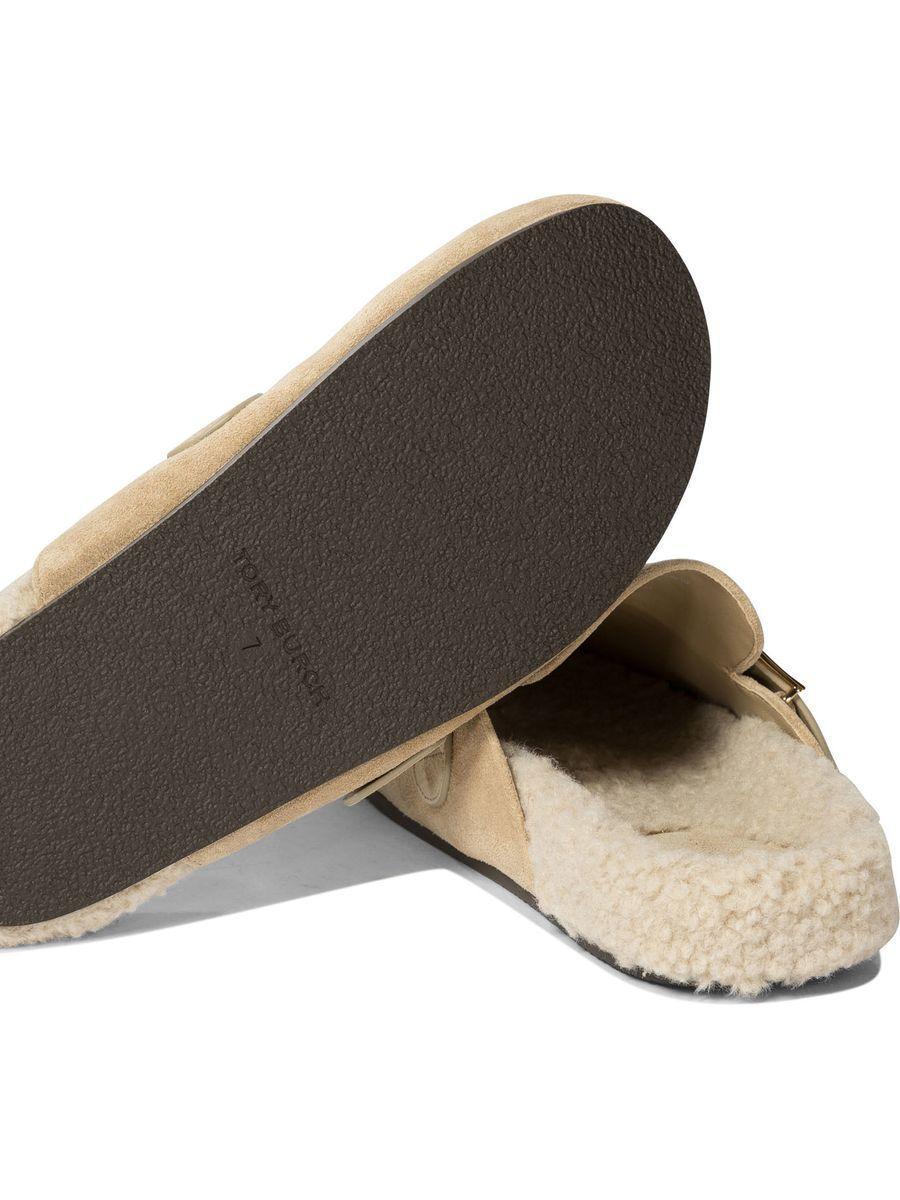 TORY BURCH Mules Mellow In Shearling Color Taupe In Brown Product Image