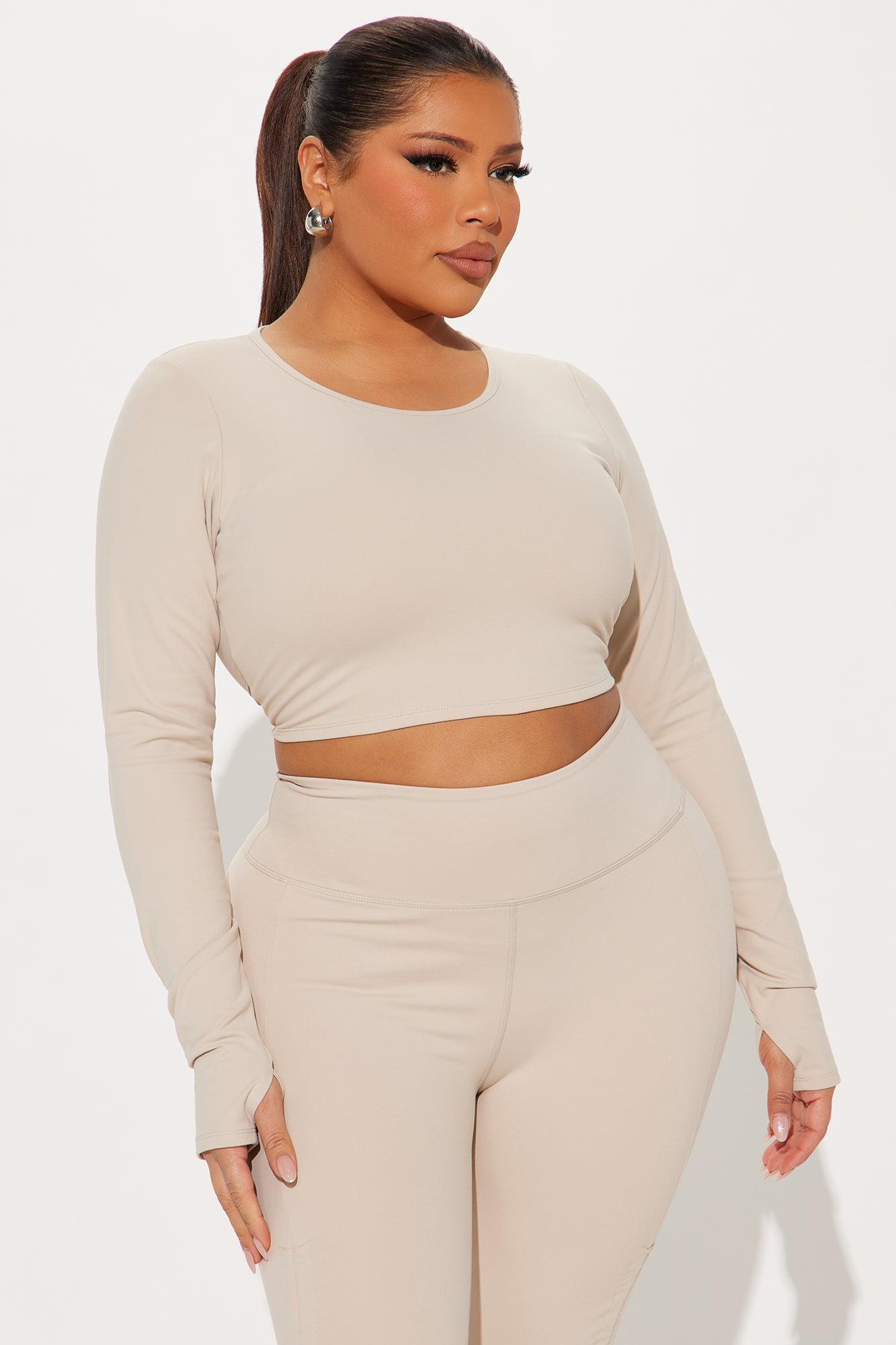 Across Your Core Super Soft Active Top - Light Taupe Product Image