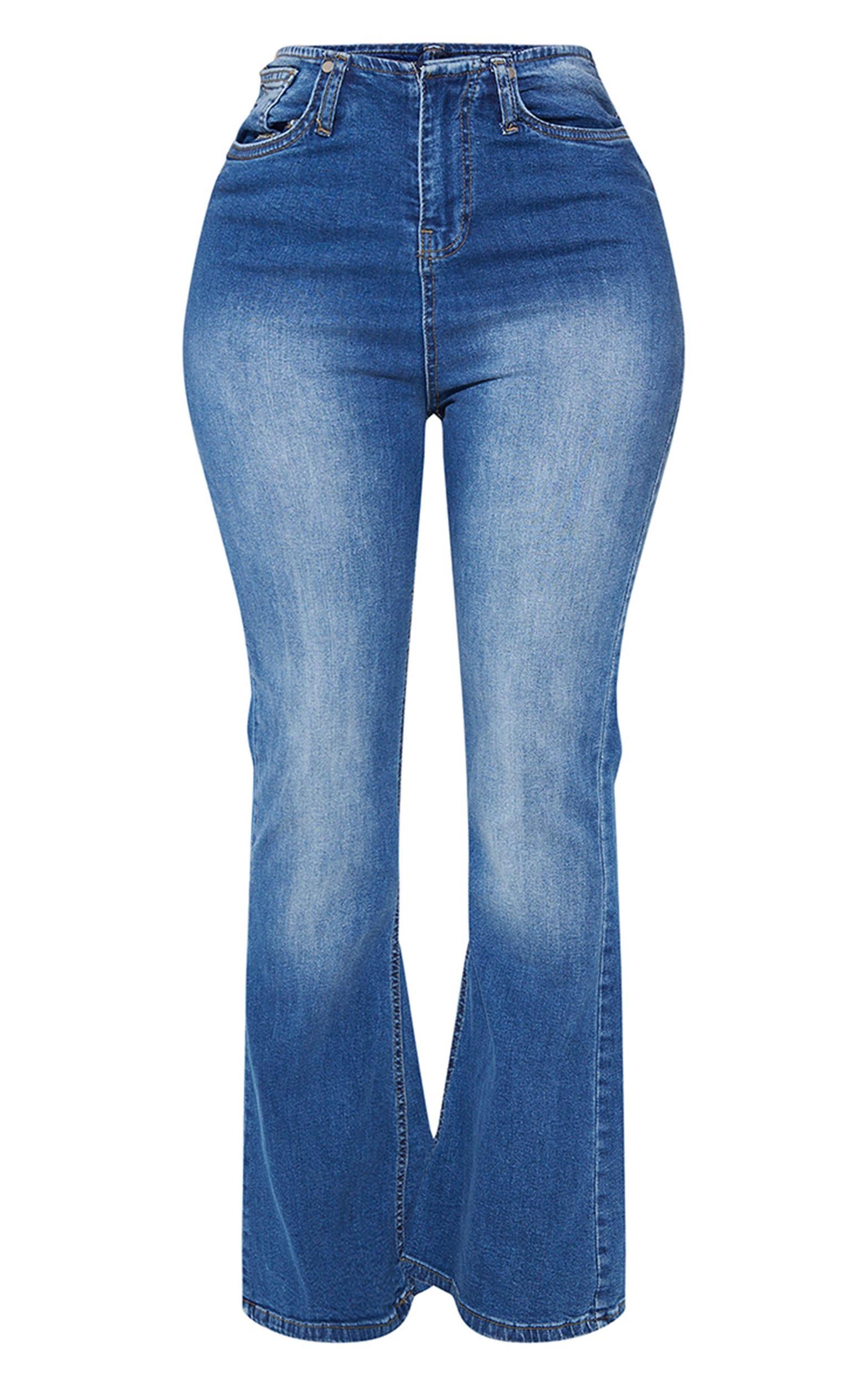 Shape Light Blue Denim Low Rise Flare Jeans Product Image