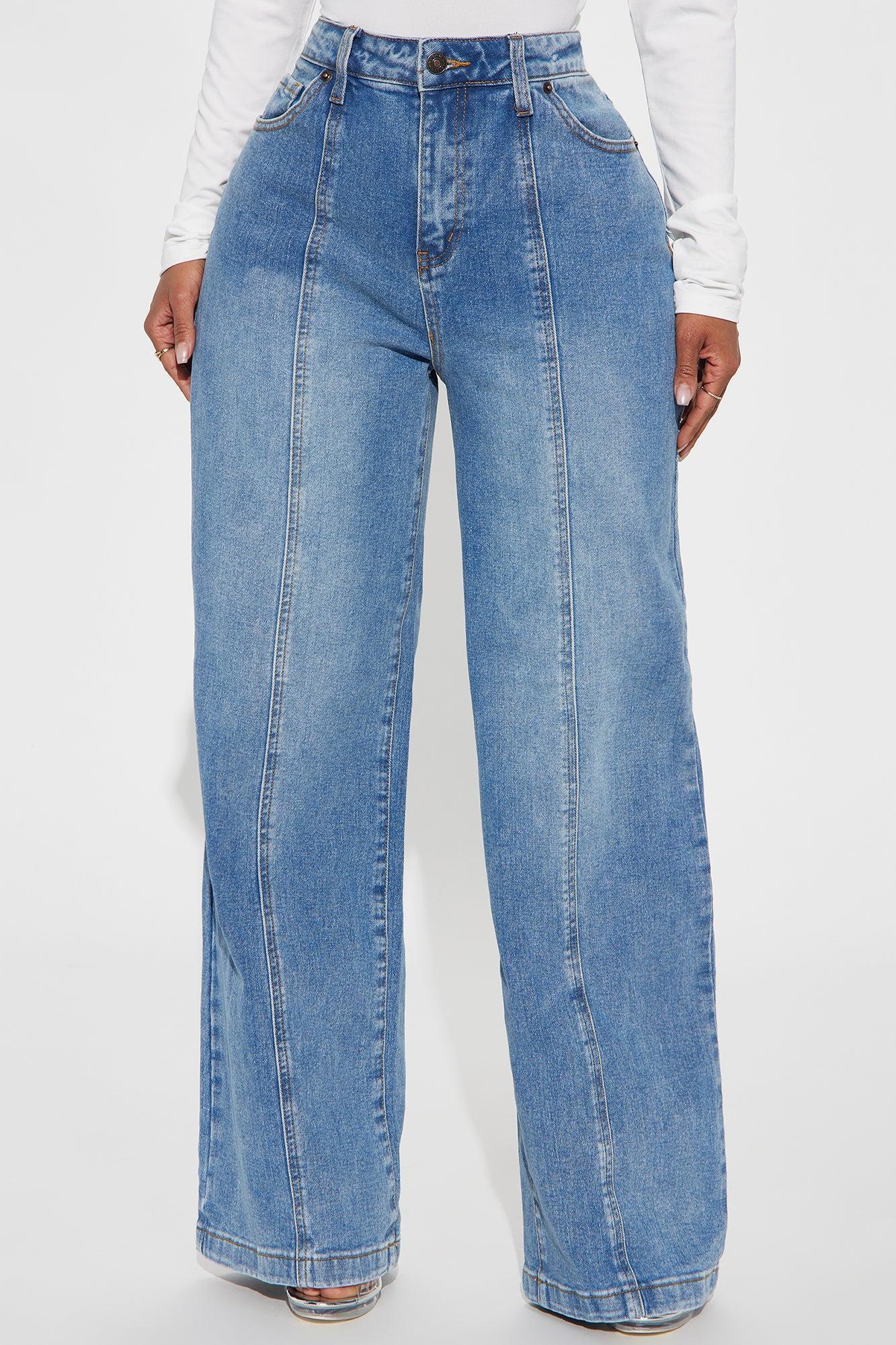 Square One Seaming Straight Leg Jeans - Medium Wash Product Image