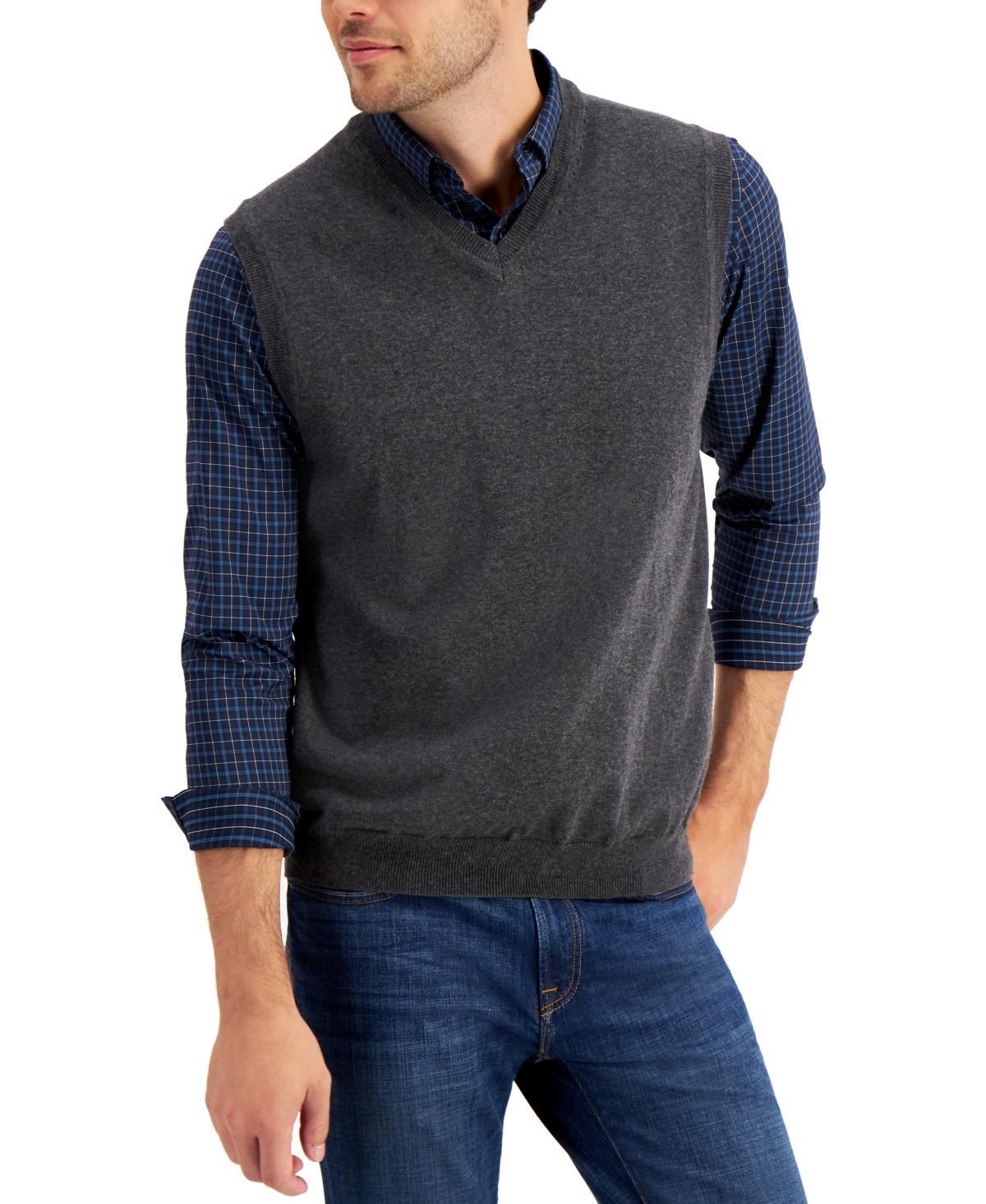 Club Room Mens Solid V-Neck Sweater Vest, Created for Macys Product Image