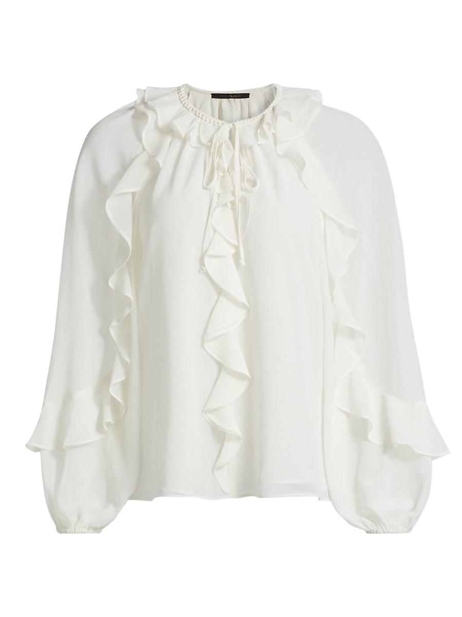 Womens Bali Ruffled Crepe Chiffon Blouse Product Image