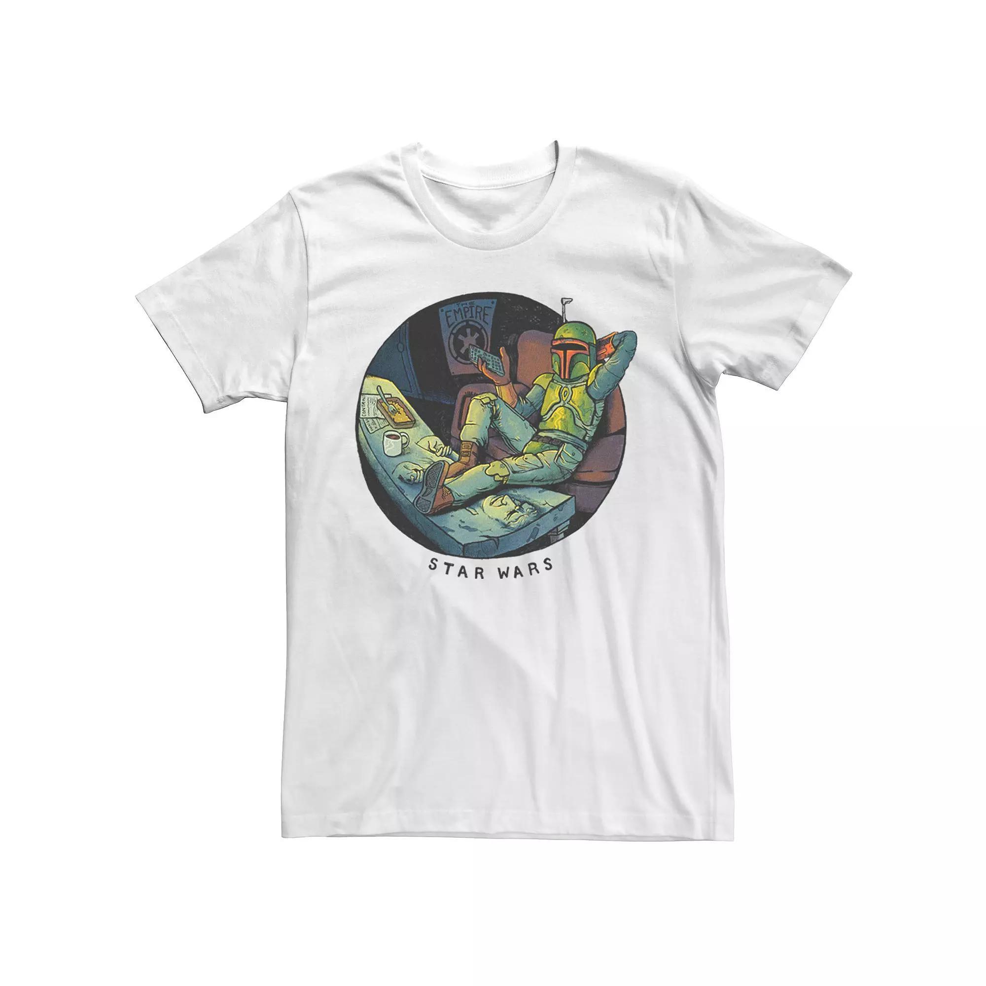 Men's Star Wars Boba Fett Relaxing Cartoon Tee, Size: Medium, White Product Image