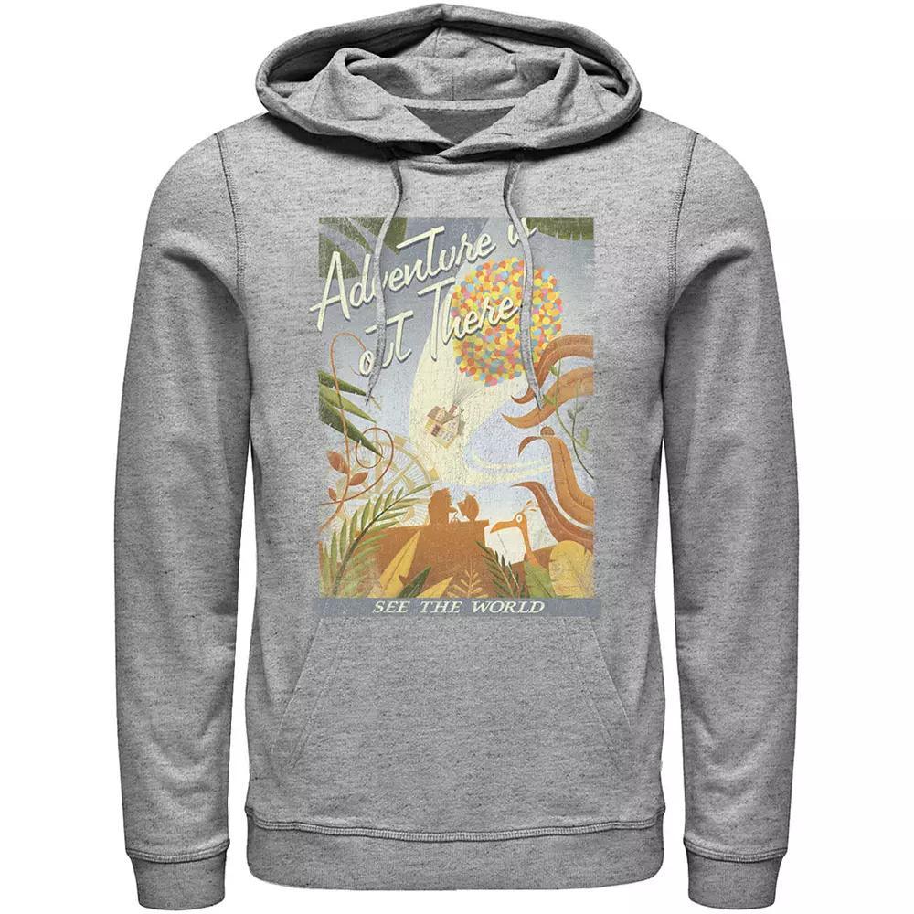 Disney / Pixar's Up Men's Poster Distressed Vintage Hoodie, Size: Large, Red Product Image