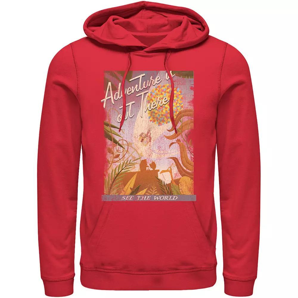 Disney / Pixar's Up Men's Poster Distressed Vintage Hoodie, Size: Large, Red Product Image