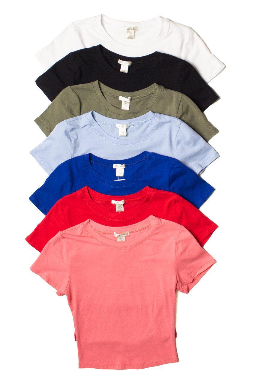 Flamingo Pink Crop T-Shirt Product Image