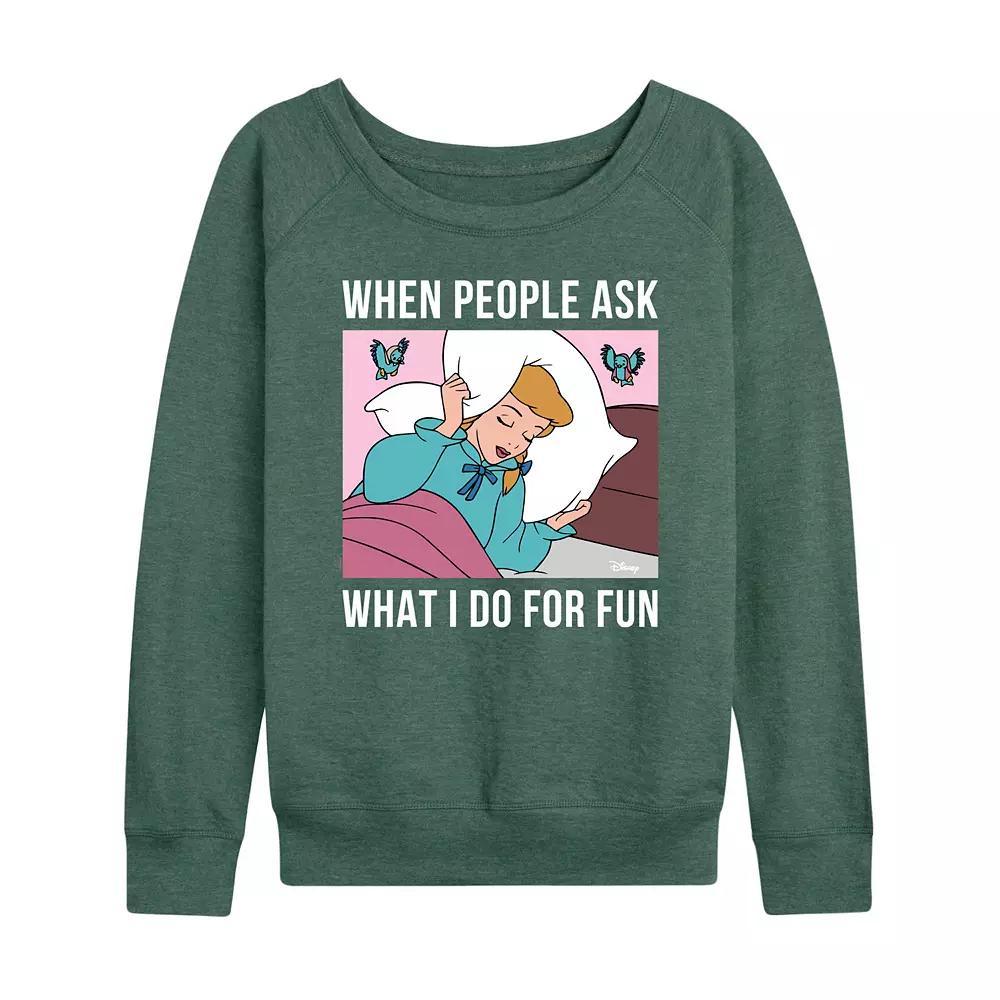 Disneys Sleeping Beauty Womens Meme Sleeping French Terry Long Sleeve Tee, Girls Product Image