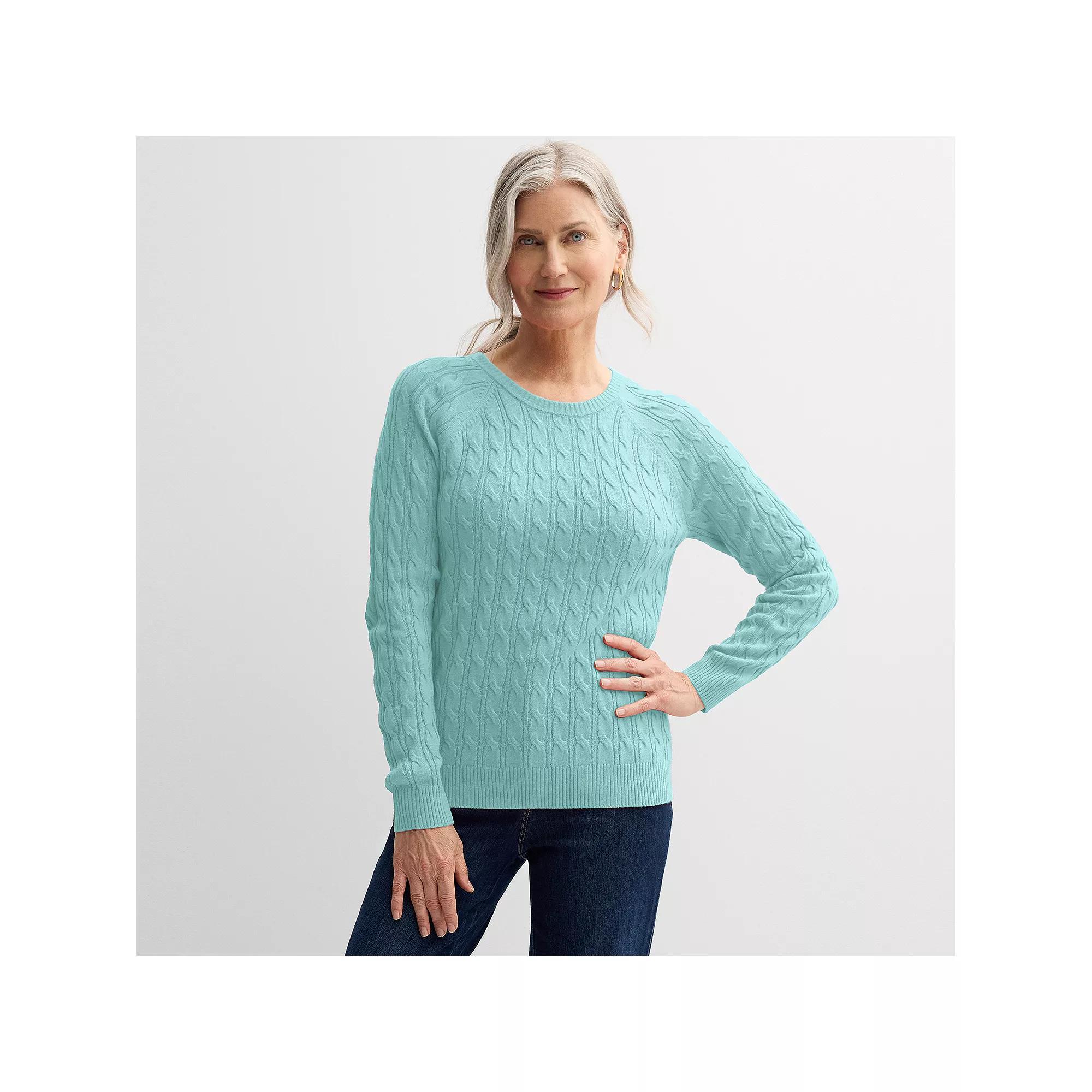 Petite Croft & Barrow® The Extra Soft Cabled Crewneck Sweater, Women's, Size: XXL Petite, Black Product Image