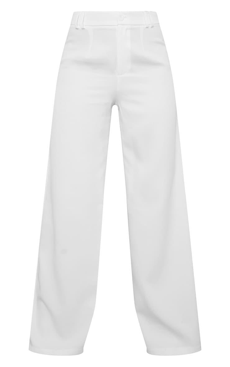 White Woven Double Belt Loop Suit Pants Product Image