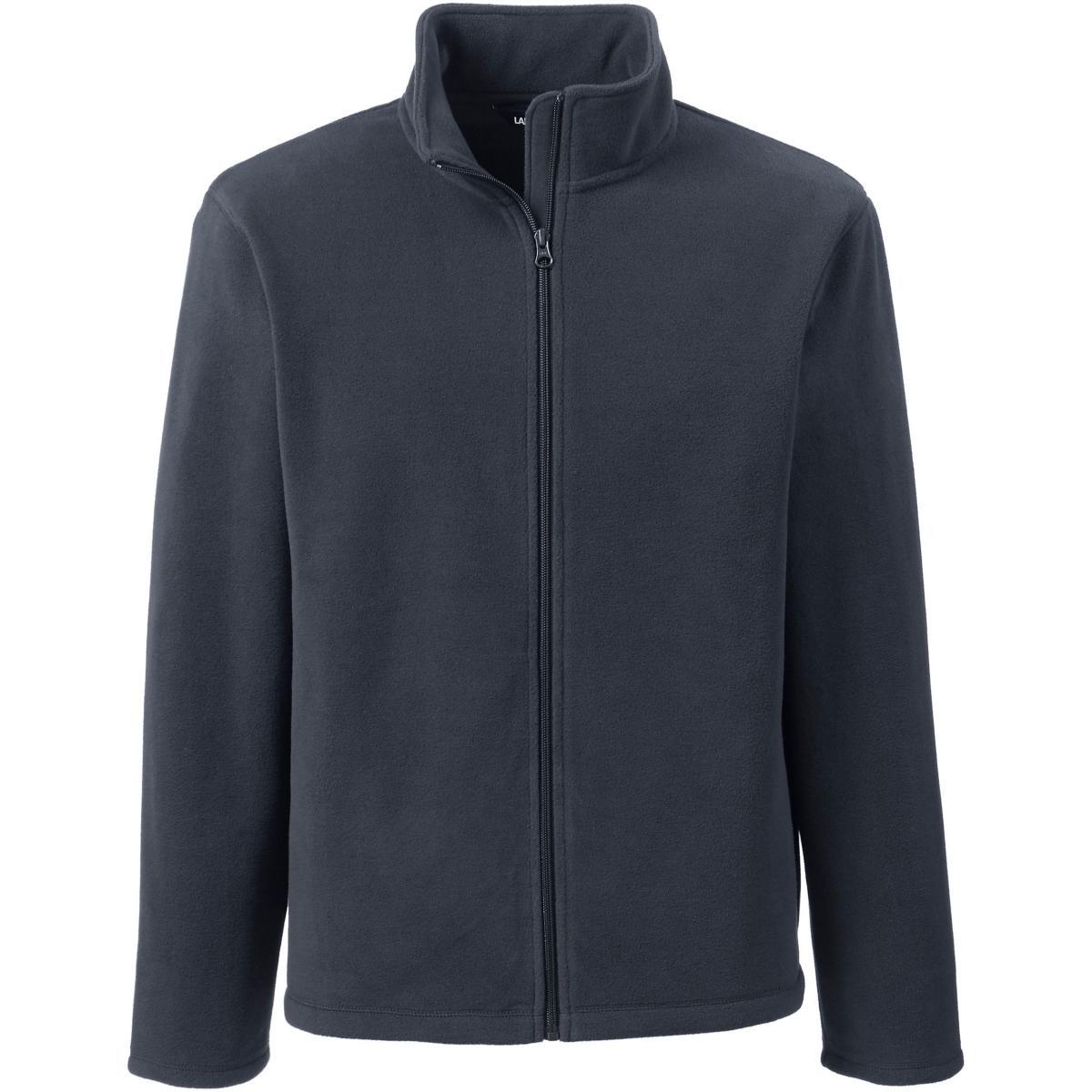 Men's Lands' End Full-Zip Mid-Weight Fleece Jacket, Size: Large, Dark Grey Product Image