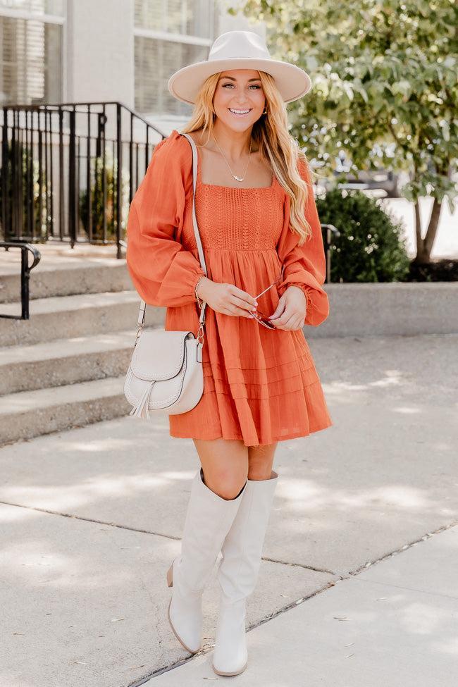Take Your Time Rust Mini Dress FINAL SALE Product Image
