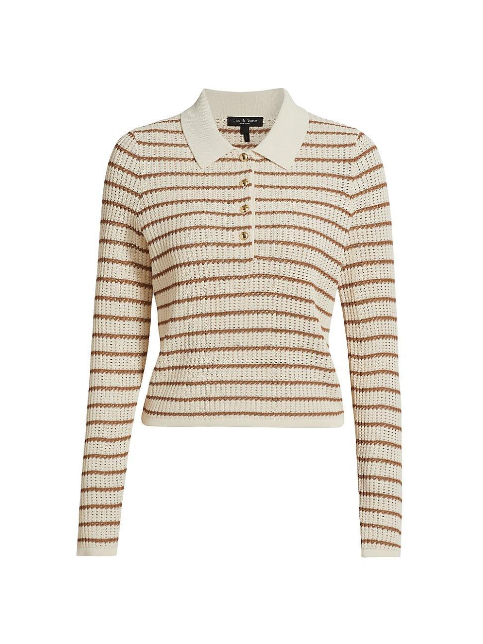 Womens Viola Striped Knit Polo Top Product Image