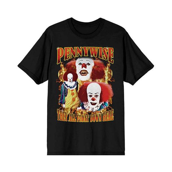 Men's 1990s IT Pennywise Flames Tee, Boy's, Size: XXL, Black Product Image