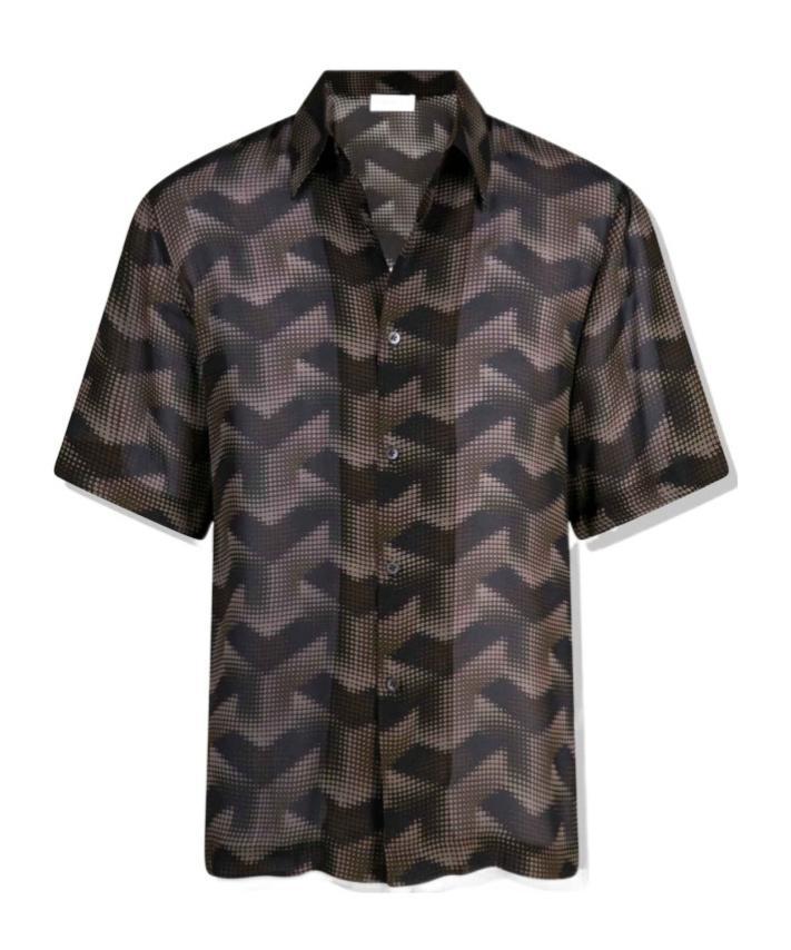 DRIES VAN NOTEN Printed Short-sleeved Shirt In Black Product Image