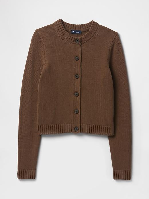 100% Cotton Crewneck Cardigan Product Image