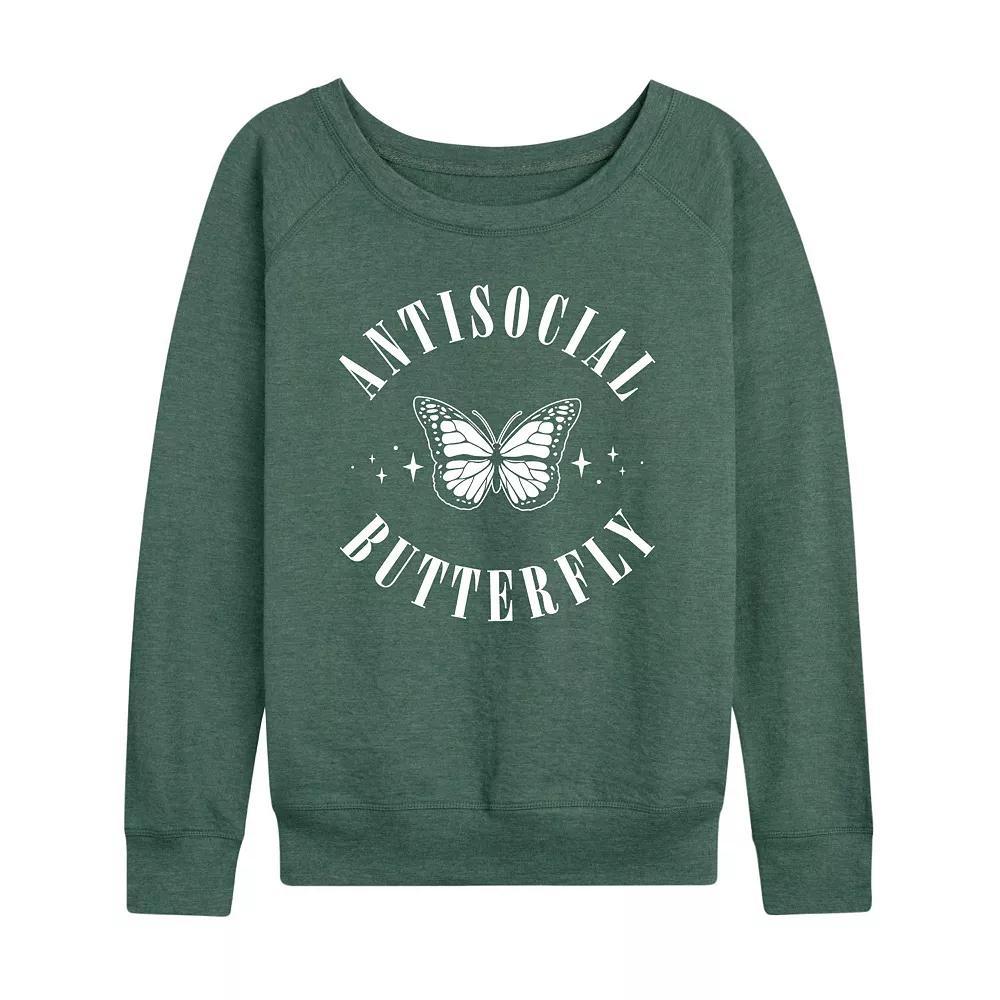 Womens Antisocial Butterfly Graphic Tee, Girls Heather Grey Product Image