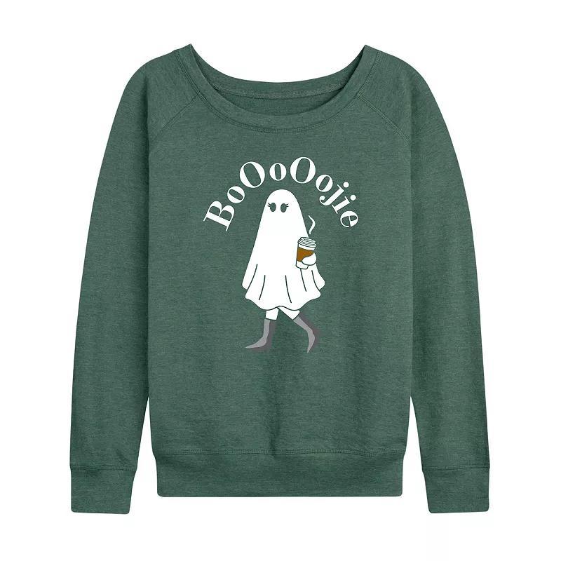Women's Boojie Ghost Halloween French Terry Long Sleeve Tee, Size: Medium, Grey Blue Product Image