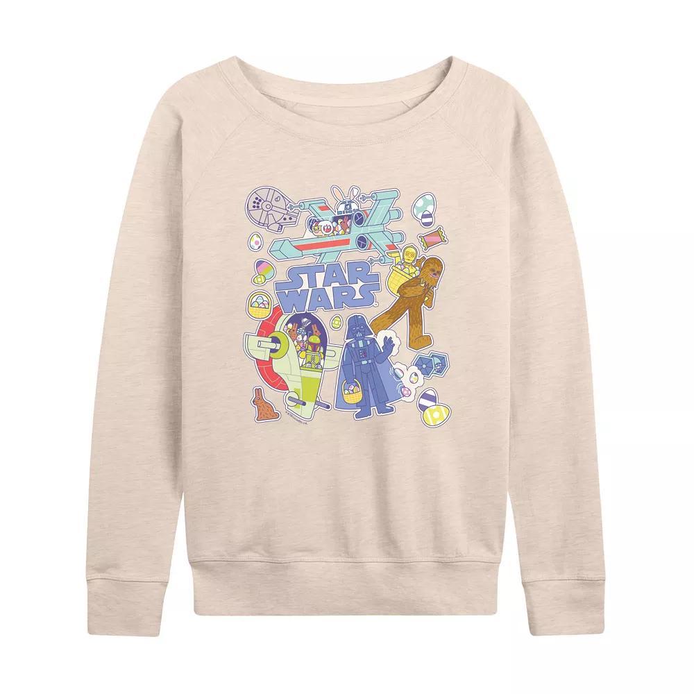 Womens Star Wars Easter Stickers French Terry Long Sleeve Tee Product Image