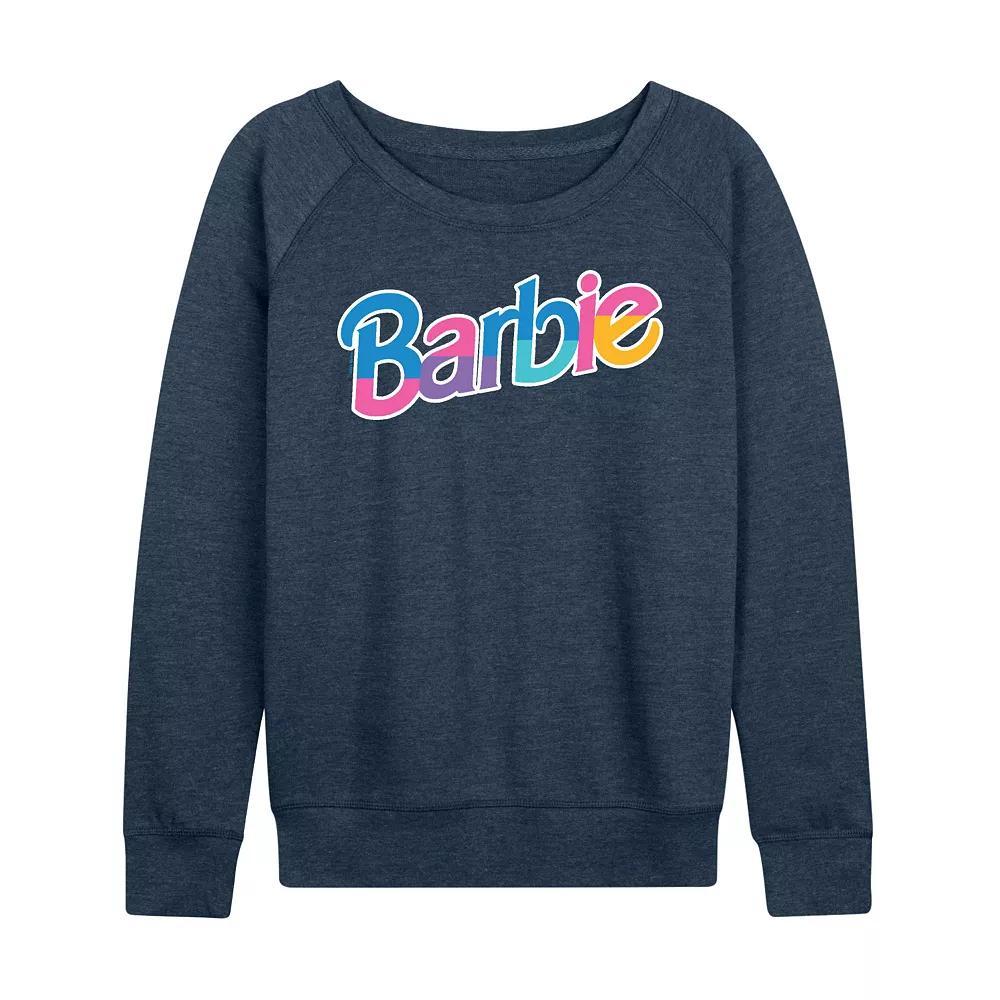 Womens Barbie Dollhouse Logo French Terry Long Sleeve Tee, Girls Heather Grey Product Image