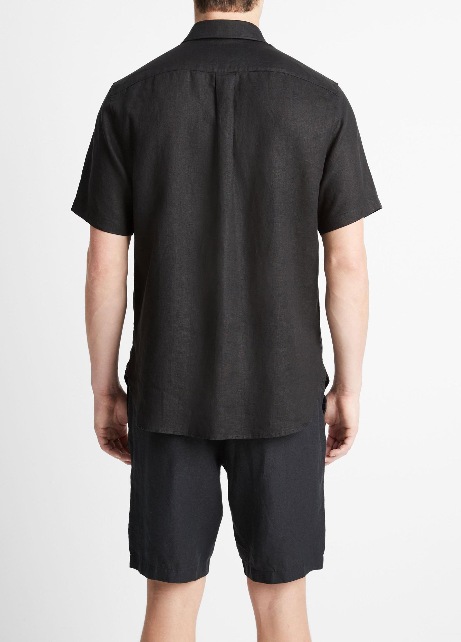 Mens Linen Short-Sleeve Shirt, Pumice Rock, Size XS Vince Product Image